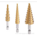 Straight Flutes Titanium Step Drill Bits Set